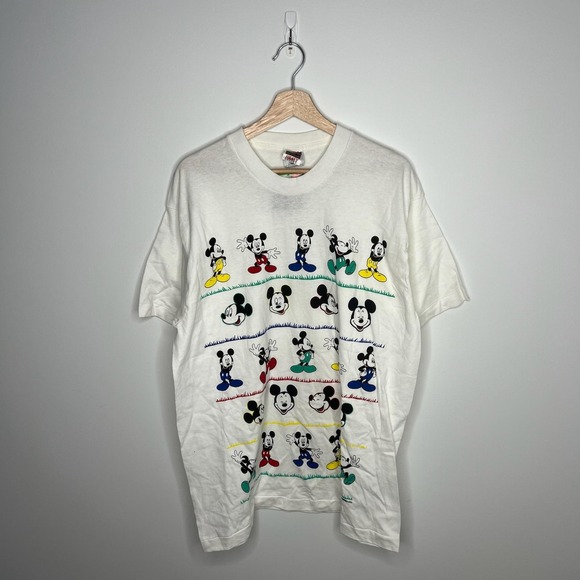 Fruit of the Loom Other - Vintage Mickey Unlimited Shirt Mens XL White All Over Graphic Cartoon Disney 90s